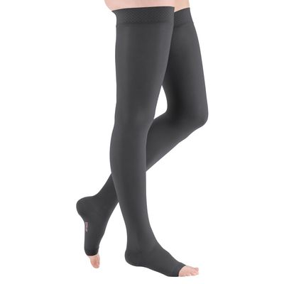 mediven plus CCL1 AG Thigh-High Stockings, Open Toe, Regular (72–83 cm), III, Anthracite