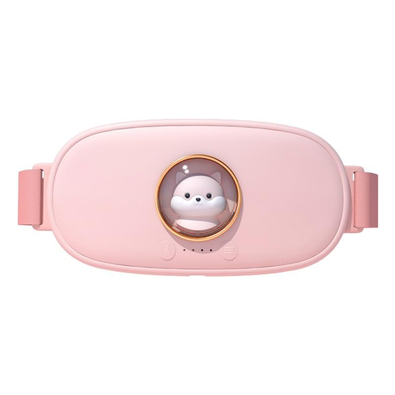 Period Heating Belt with Massage, Portable Electric Menstrual Heat Pad (Pink)