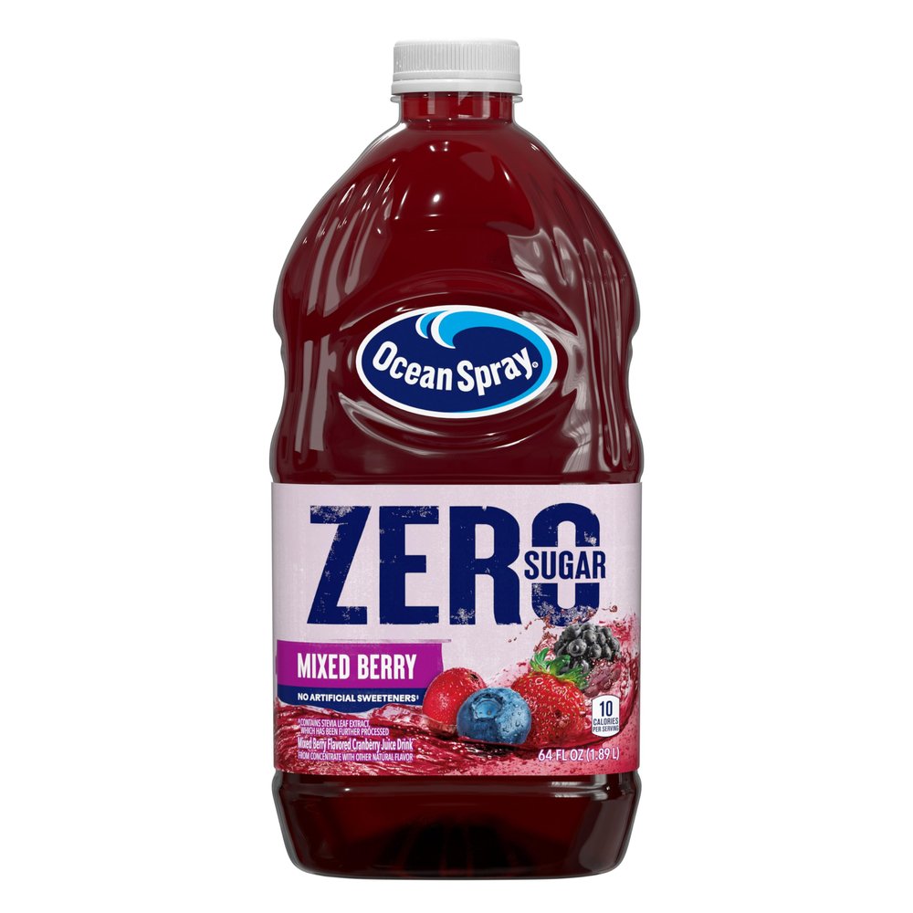 Ocean Spray Zero Sugar Mixed Berry Juice Drink, Cranberry Juice Drink Sweetened with Stevia, 180 ml Bottle