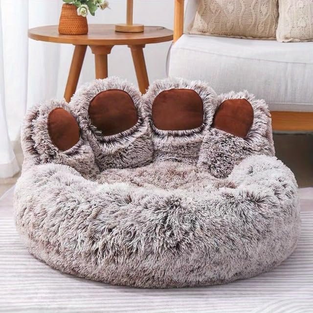 RAEF Bear Paw-Shaped Plush Dog Bed and Pet Sofa