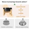 SPUNKYJUNKY Ceramic Elevated Dog Bowl Set with Bamboo Stand for Cats and Dogs (1,800 ml, Black) view 3