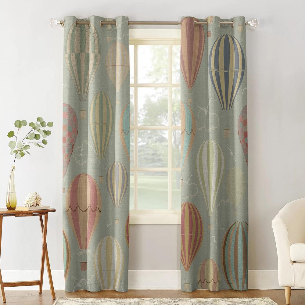 KDGGLUCK Cartoon Hot Air Balloon Blackout Curtains for Living Room, Bedroom, Kitchen, Nursery, 135 x 160 cm (W x H), 53 x 63 in