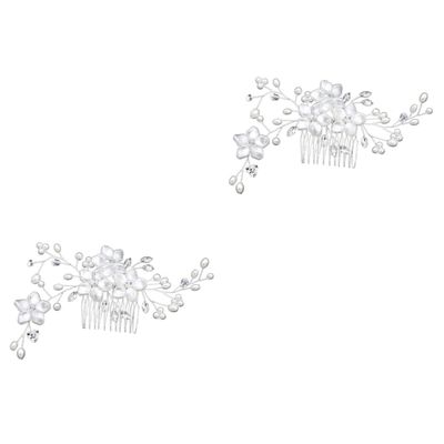 FOMIYES 2-Piece Floral Hair Comb with Faux Pearls and Rhinestones for Weddings