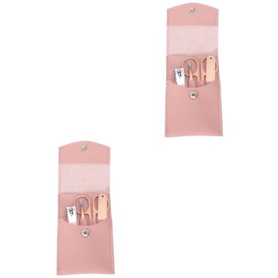 FOMIYES 2-Piece Stainless Steel Nail Care Set, Rose Gold