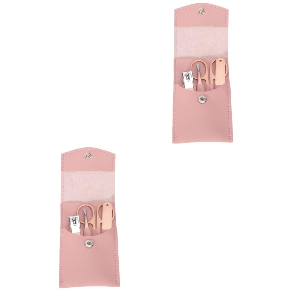 FOMIYES 2-Piece Stainless Steel Nail Care Set, Rose Gold