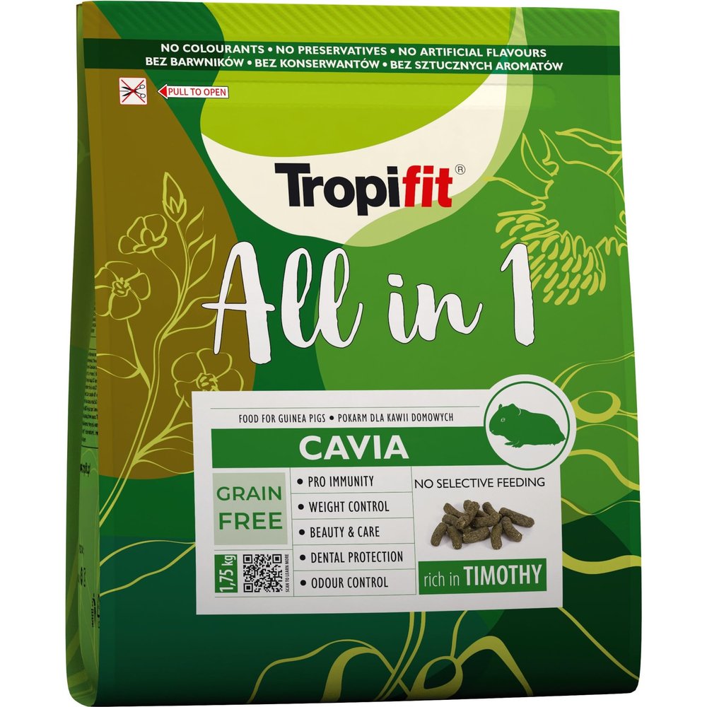 Tropifit All in 1 Cavia 1.75 kg – Grain-Free Guinea Pig Food with Meadow Grass, Herbs & Calendula