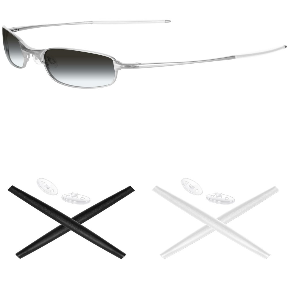 Mryok Replacement Ear Socks and Nose Pieces for Oakley Square Wire 2.0 Sunglasses - White/Black Options, One Size
