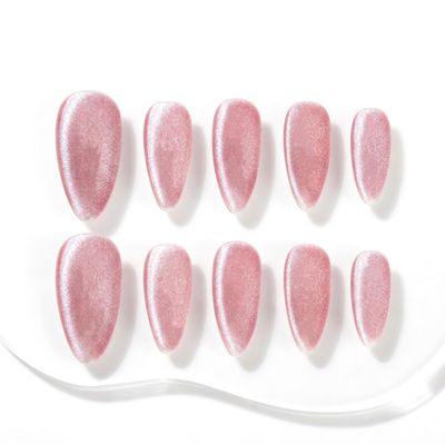 Sun&Beam Handcrafted Press-On Nails, Medium Almond, Pink (#124 S)