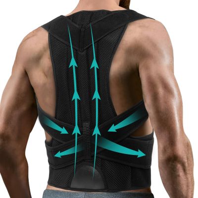 Breathable Back Support and Posture Corrector for Men and Women, Black