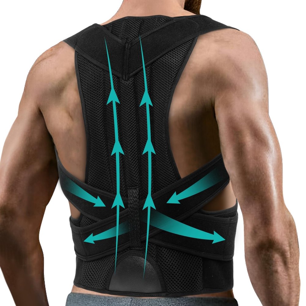Breathable Back Support and Posture Corrector for Men and Women, Black