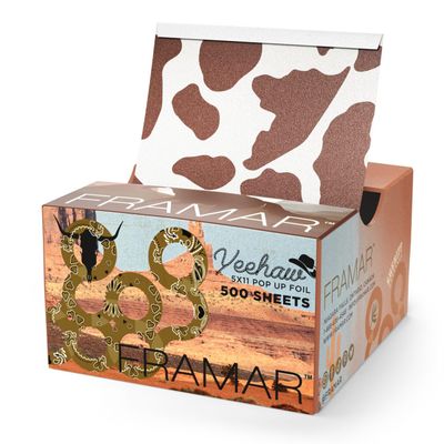 FRAMAR Hair Foils for Hairdressers, Cow Print, Aluminum Foiling Foil, 500