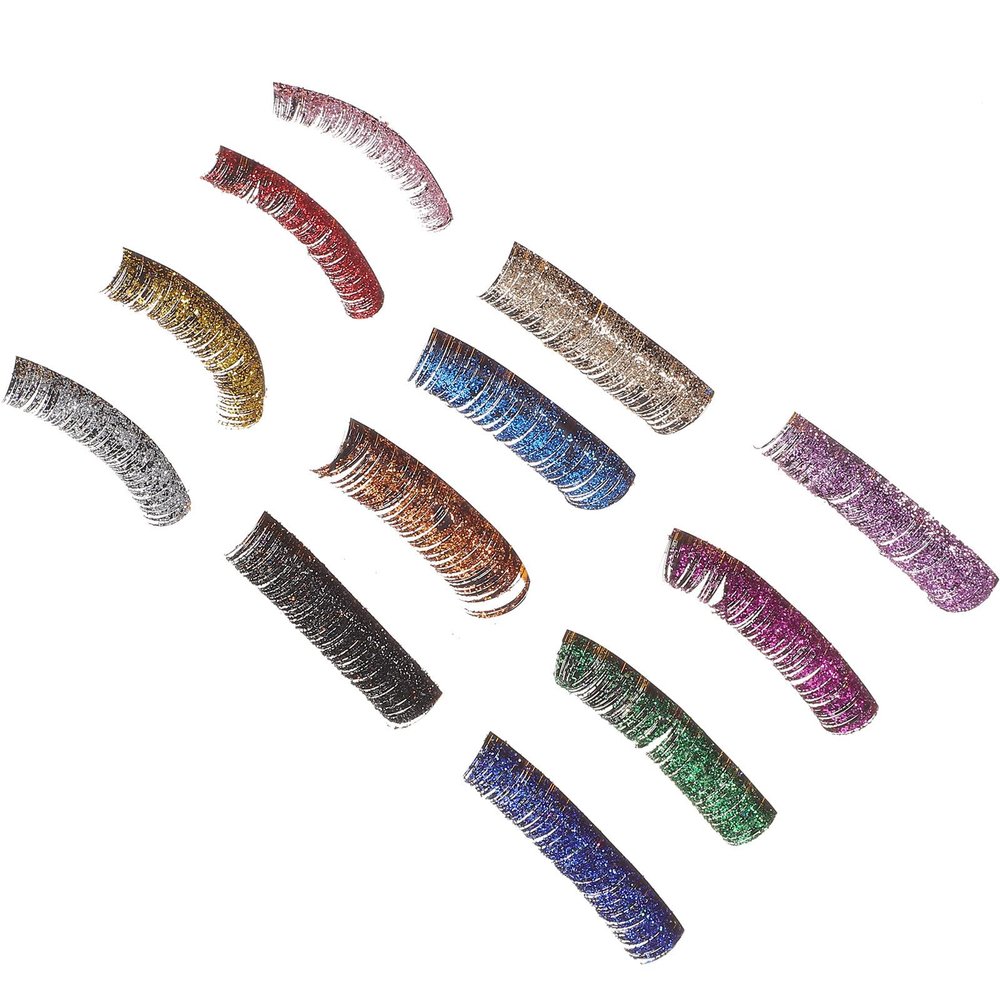 FRCOLOR 2 Sets of False Eyelash Extensions, Glitter Lashes, Makeup Accessory, Shiny and Glamorous, 6 Pairs