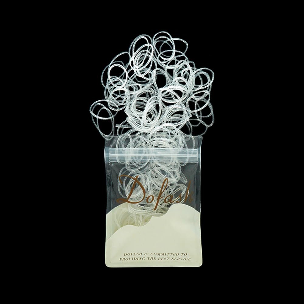 Dofash 75 mm Clear Elastic Hair Bands, 200 Pieces