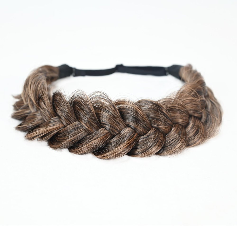 TOECWEGR Classic Chunky Wide Braided Hairband Wig, Type B-3