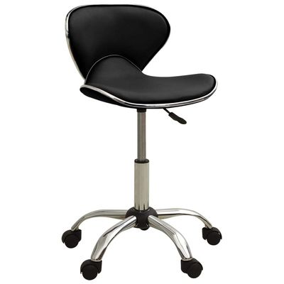 vidaXL Black Faux Leather Salon Rolling Stool