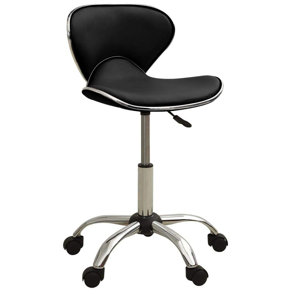 vidaXL Black Faux Leather Salon Rolling Stool