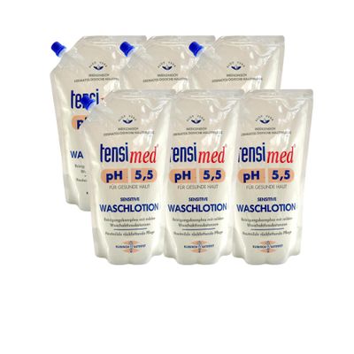 Tensimed Sensitive Cleansing Lotion pH 5.5 with Aloe Vera, 1,000 ml, 6-Pack