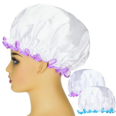 G2PLUS Waterproof Shower Caps, 2-Pack, Double-Layer, 32 cm