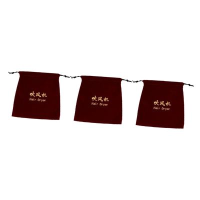 FOMIYES 3-Piece Flannel Hair Dryer Storage Bags with Drawstring