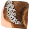 Bridal Hair Comb with Flower Rhinestones, Zinc Alloy, Silver view 4