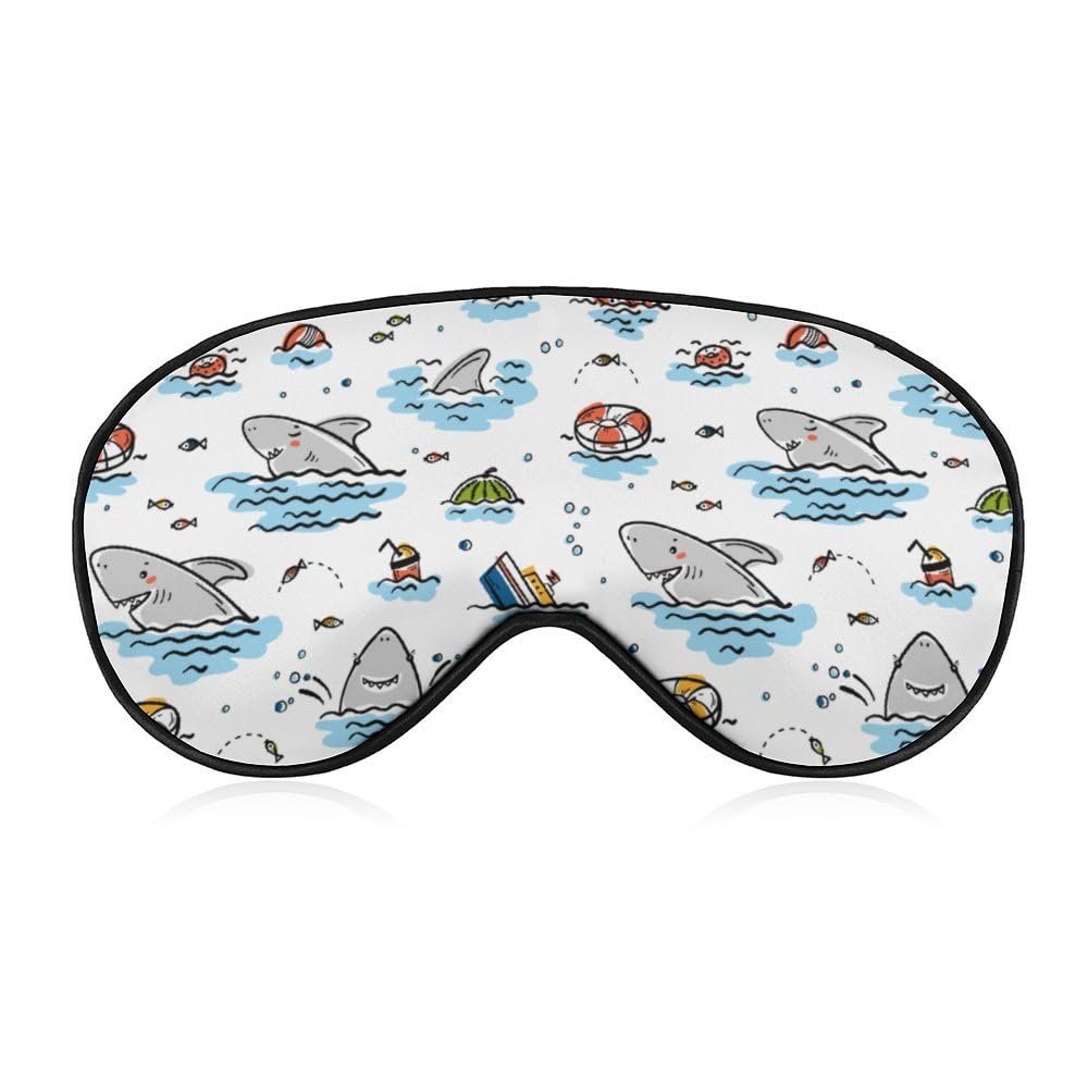 Hand-Drawn Happy Shark Swim Sleep Eye Mask for Men, Women, Teens, and Kids