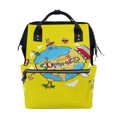 KAAVIYO Earth Sun Car Sea Cartoon Diaper Bag Travel Backpack, Large-Capacity Shoulder Mom Bag