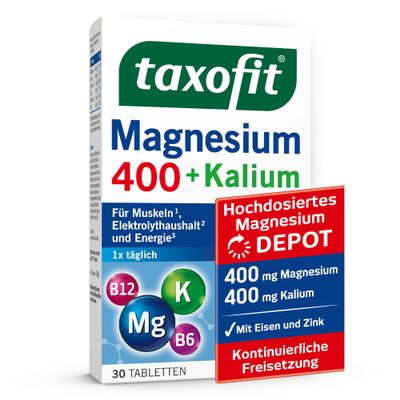 taxofit Magnesium 400 + Potassium | for electrolyte balance | 30 tablets