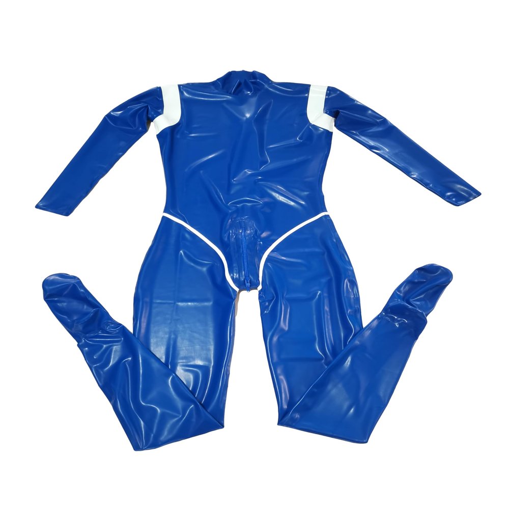 Blue Full-Body Latex Rubber Catsuit