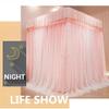 European-Style Bed Canopy Mosquito Net Set, 2-in-1 Floral Curtains, Single/Double Beds, Purple-1, 180 x 200 x 20 cm view 3