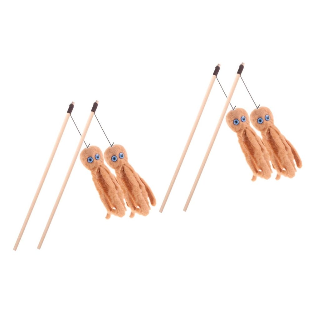 POPETPOP 4-Piece Feathered Cat Teaser Toy Set
