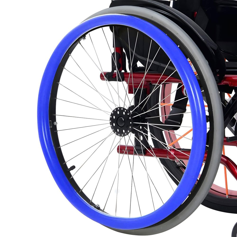 UYSELA 1 Pair 24-Inch Silicone Wheelchair Pushrim Covers, Non-Slip, Wear-Resistant, Blue