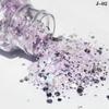 REDAEL 3D Mirror Silver Mermaid Nail Glitter, Hexagon Sequins, Sparkling Pigment Powder, J02 Light Violet, 10 mL view 3