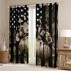 Bear Paw Print Window Curtains, Bear Hunt Cabin Camping Kitchen Window Treatments, Leaves Stars Camo American Flag, 2 Panels, 42W x 63L in, Good Light-Blocking Effect view 2
