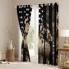 Bear Paw Print Window Curtains, Bear Hunt Cabin Camping Kitchen Window Treatments, Leaves Stars Camo American Flag, 2 Panels, 42W x 63L in, Good Light-Blocking Effect view 3