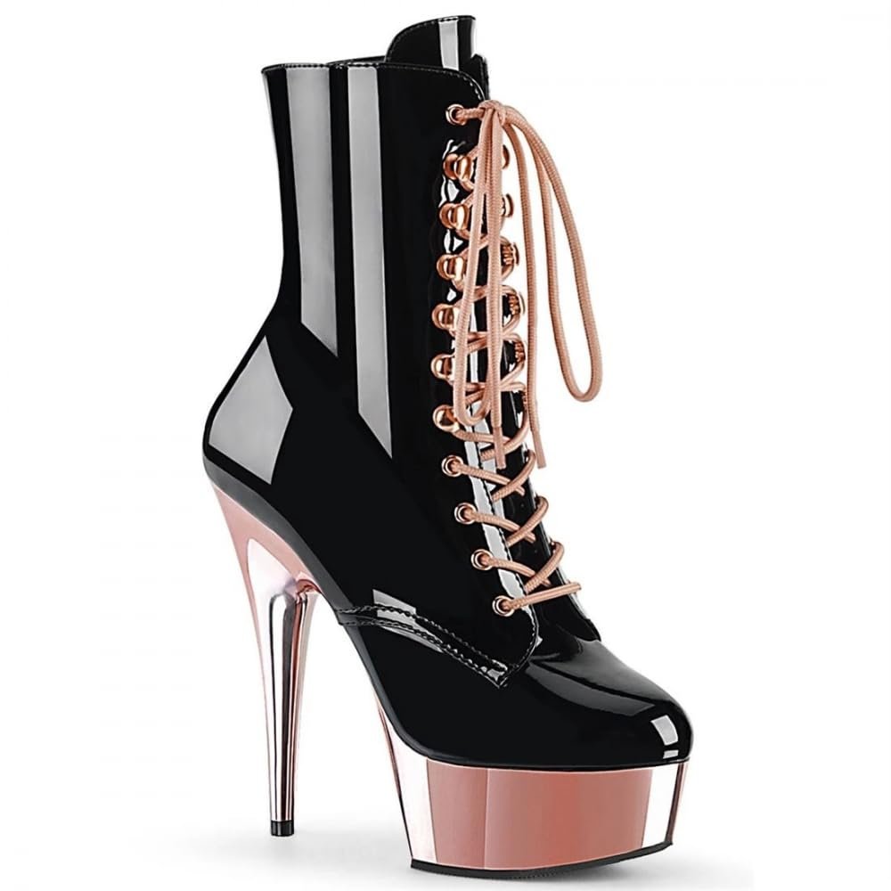 PROMI 15 cm Lace-Up Pole Dance High-Heel Boots - Black | 38