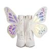WOkismD 12 cm/4.72 in Pointed-Toe Lace-Up Butterfly-Wing Color-Changing Stiletto-Heel Boots, White, EU 40 view 1