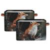 TropicalLife Fox Winter Forests Storage Basket Set of 2, Folding Fabric Baskets, 26 L view 3
