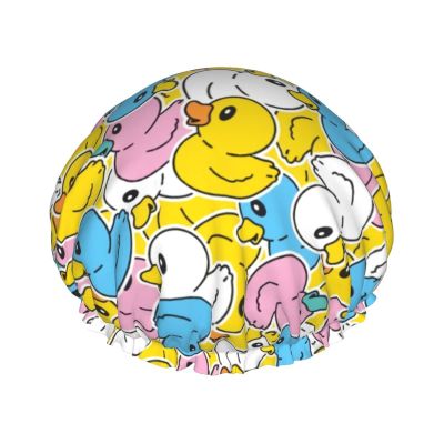 Se Ente Pastel Shower Cap for Women, Adjustable Double-Layer Waterproof Hair Cover