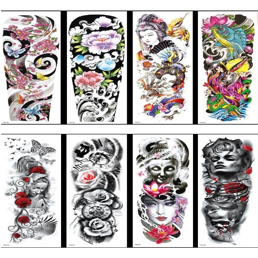 Full-Arm Temporary Tattoo, Waterproof Floral Design