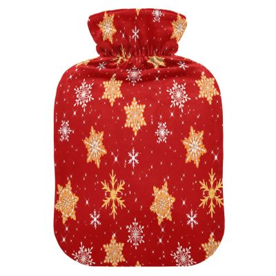 Hot Water Bottle with Christmas Snowflake Print, 2 L, Transparent Hot and Cold Compress Bottle