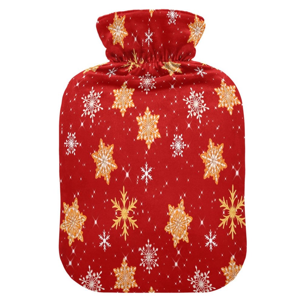 Hot Water Bottle with Christmas Snowflake Print, 2 L, Transparent Hot and Cold Compress Bottle