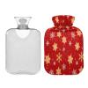 Hot Water Bottle with Christmas Snowflake Print, 2 L, Transparent Hot and Cold Compress Bottle view 2