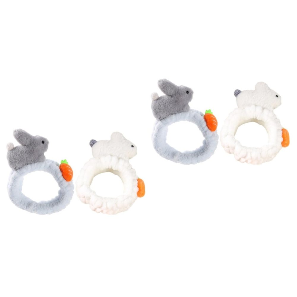 Beavorty 4-Piece Fluffy Cartoon Headbands for Face Washing, Sports, Yoga, Makeup and Skincare
