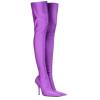10 cm/3.93 in Pointed-Toe Super High-Heel Stiletto Women's Elastic Over-the-Knee Sock Boots, Purple, EU 45 view 1