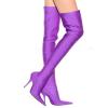 10 cm/3.93 in Pointed-Toe Super High-Heel Stiletto Women's Elastic Over-the-Knee Sock Boots, Purple, EU 45 view 2
