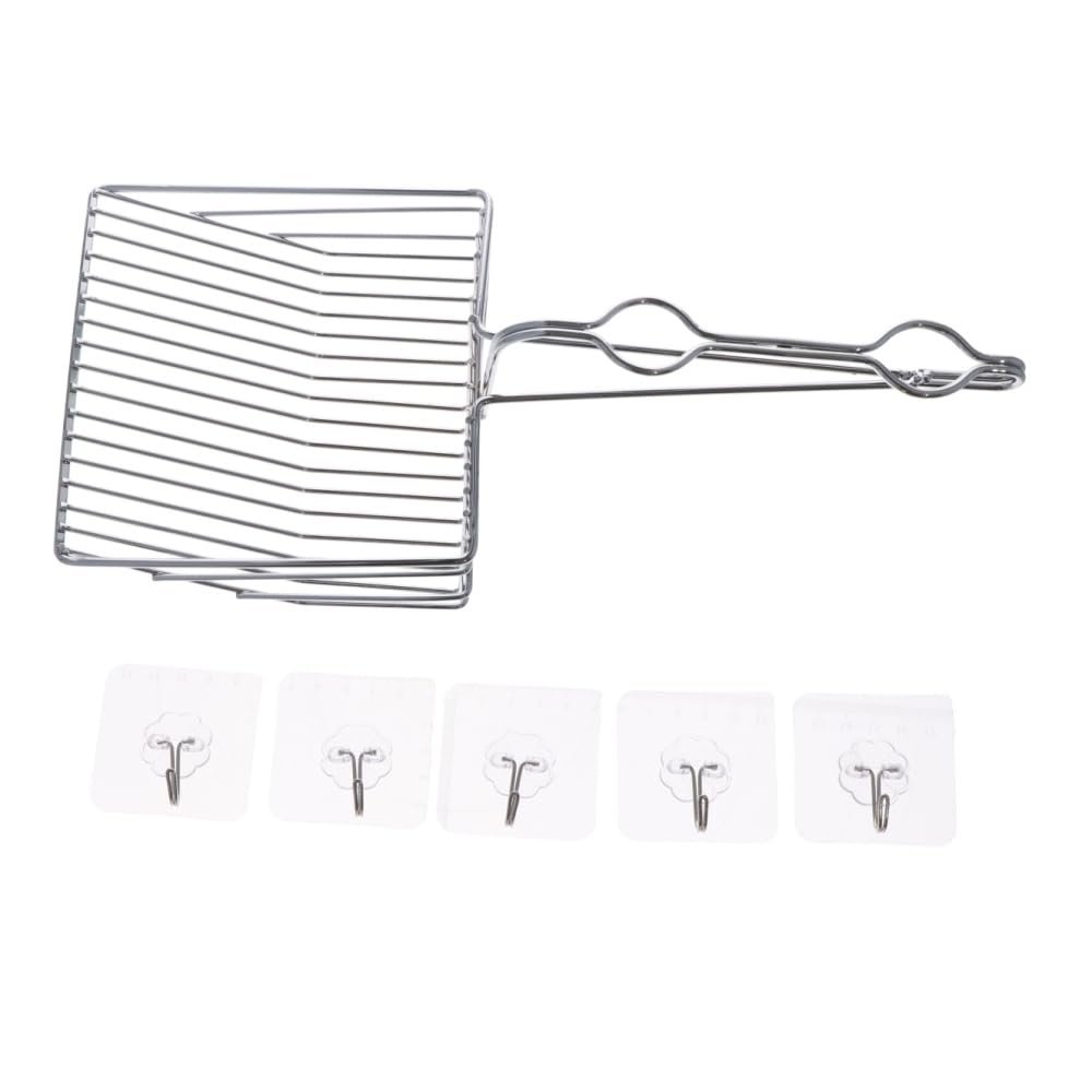 Leadigol Metal Cat Litter Scoop with Long Handle and 5 Adhesive Wall Hooks