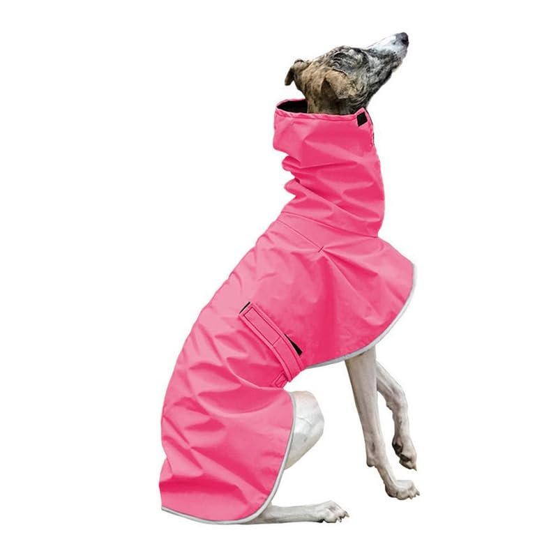 VOODUE Waterproof Dog Raincoat for Italian Greyhounds and Whippets, Warm Fleece Winter Jacket, Pink