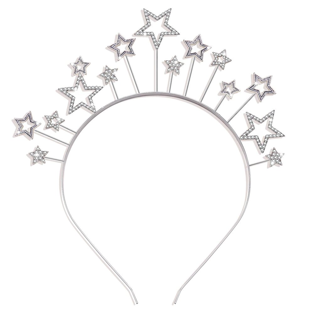 CEALXHENY Disco Ball Headband for Women with Rhinestone Stars