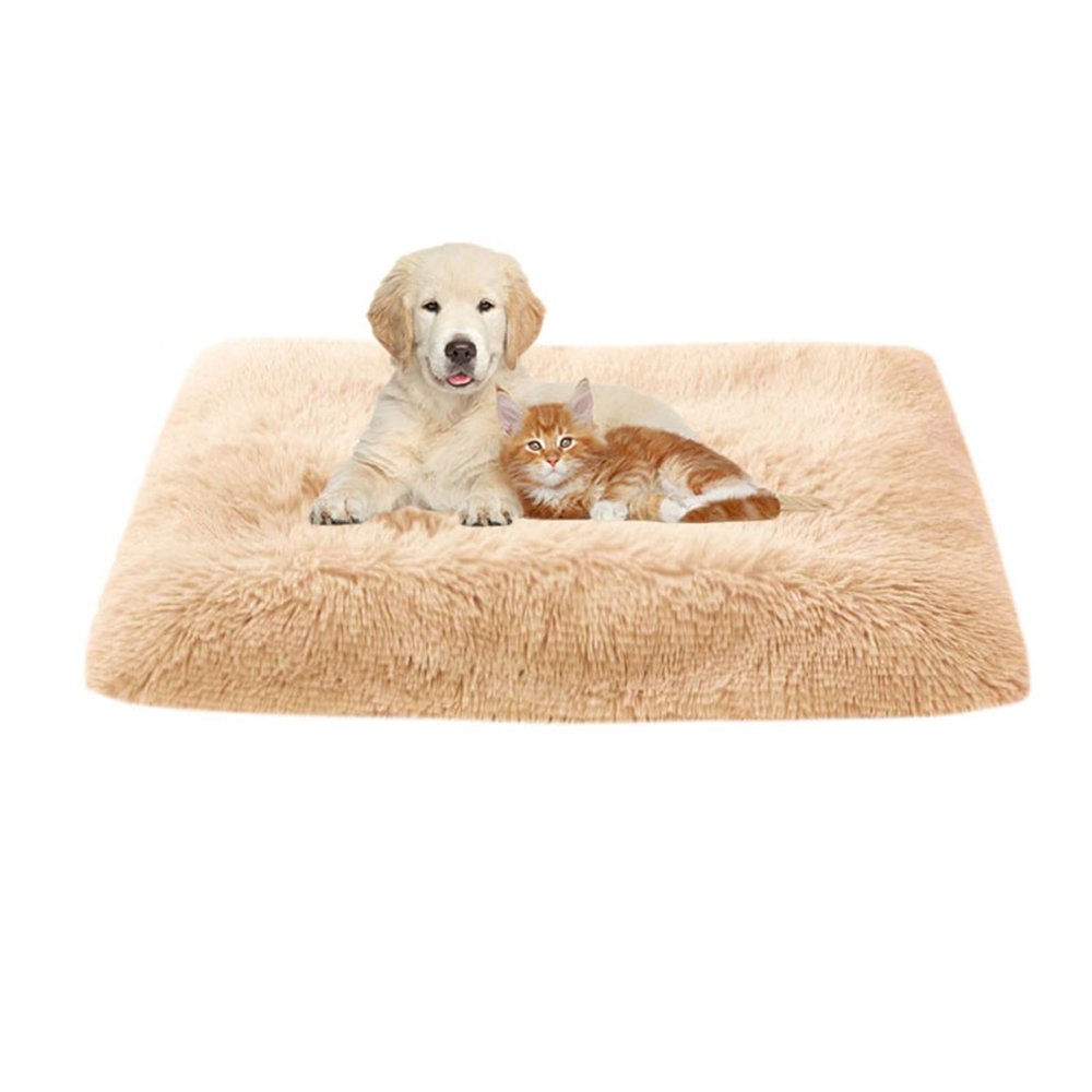 FANSU Washable Plush Dog Bed, Removable, 64 × 48 cm, Light Apricot