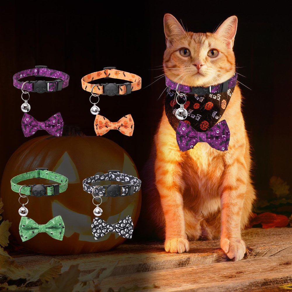 Bow Tie Collar for Dogs, Halloween Bow Tie with Bell